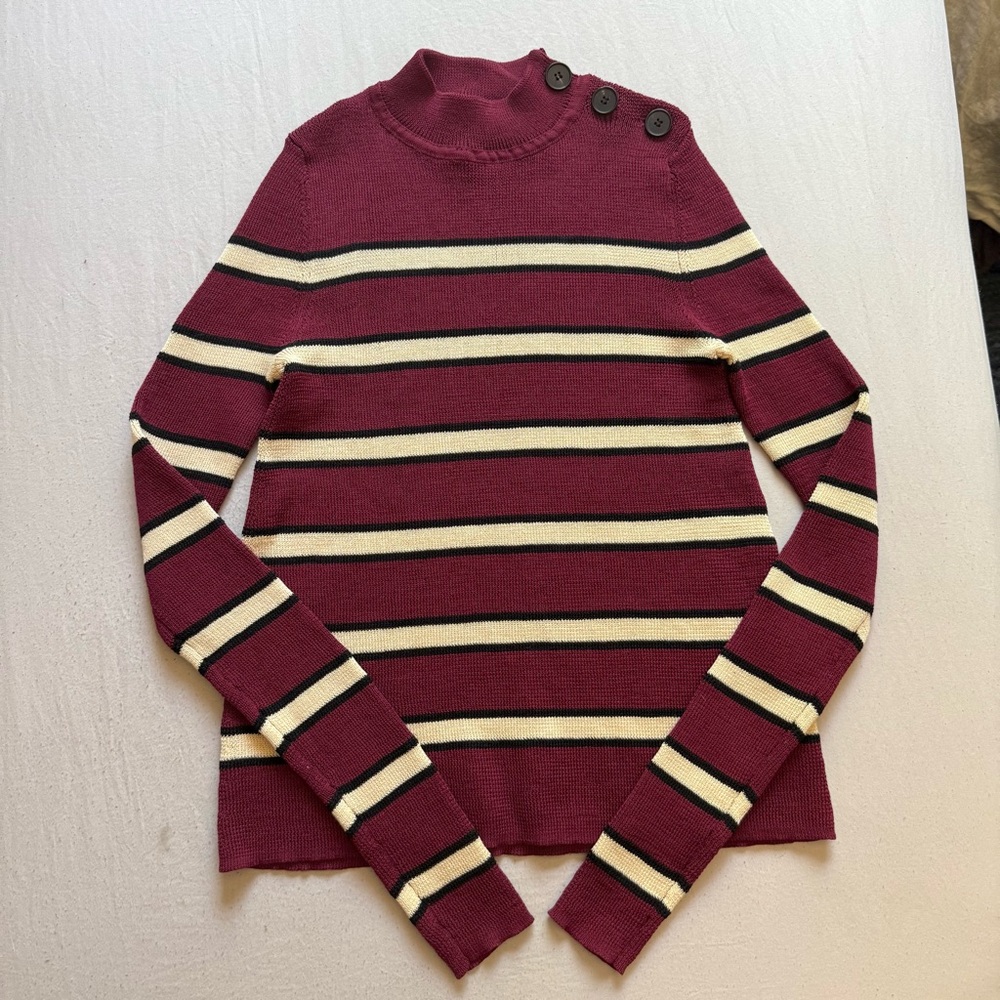 Isabel Marant Etoile burgundy maroon chunky‎ knit striped pullover sweater